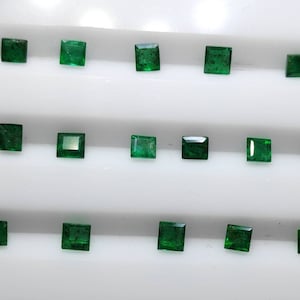 Natural Emerald Square Shape Step Cut Faceted Cutstones 2mm 2.5mm 3mm 3.5mm Sizes For Rings Earrings jewelry and Setting jewels
