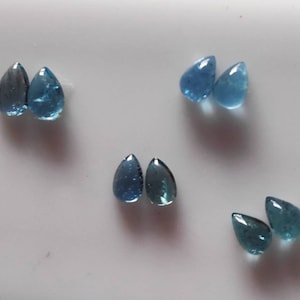 Natural Santa Maria Aquamarine Teardrop Cabochon SantaMaria Aquamarine pear Shape 6mm×4mm Size Cabochon Pairs For Earrings jewelry and Ring
