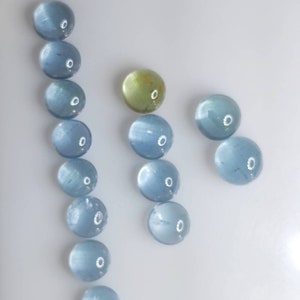 3.5mm 4.5mm 5.5mm 6.5mm Size, Natural Santamaria Aquamarine Round Shape Cabochon Stone, Aquamarine cabochon for rings Earrings jewelry gift