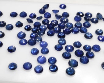 2 pcs sapphire lot, Natural Blue Sapphire, Round Shape Faceted Cutstones, 3.5mm Size Sapphire, Ring, Sapphire Earring, Sapphire jewellery