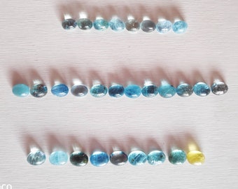 Magnifiquement poli main Naturel Bleu Aquamarine Oval Shape Cabochons 11 ×9mm 10×8mm 9×7mm Tailles Santa Maria Aquamarine Cabochons pour anneaux