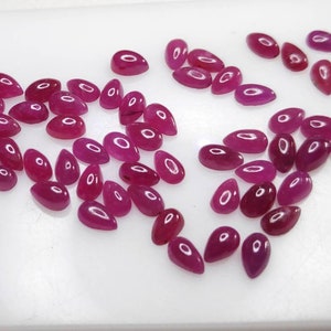 Naturlig rosa rubin päronformad cabochon ädelsten, rubin päron 5×3 mm storlek, för rubinringar, örhängesmycken juli födelsesten sällsynta rubiner päron