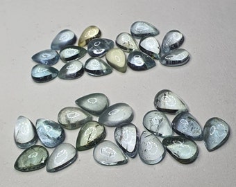 Natürliche Multi Aquamarin, Birne Form l Cabochon, Multi Aquamarin Birne 6 × 4 mm & 7 x 5 mm Größe, Cabochon-Paare Für Ohrringe Schmuck und Ring