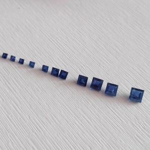 Natural Blue Sapphire Square Shape Cutstone, Sapphire Squares 2mm 2.5mm 3mm 3.5mm 4mm Sizes, Royal Blue Color Sapphire, ring, jewelry, sets