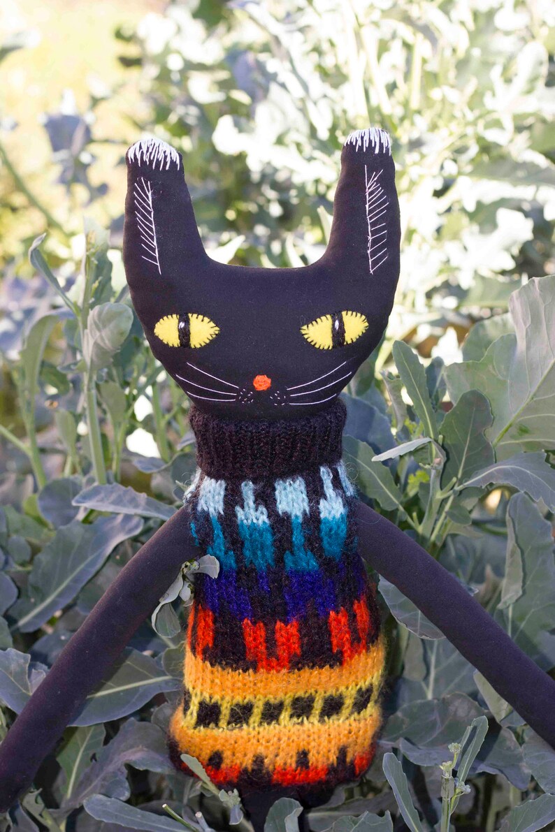 black cat doll,original gift,doll cats,cat lover gift,Cat rag doll,Art doll cat,soft doll,Art dolls,cat rag