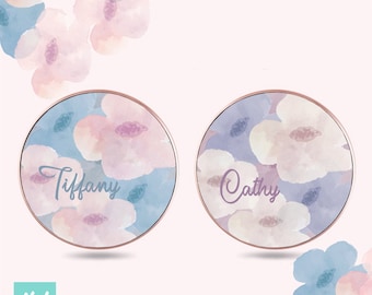 Paint Flower Personalized Wireless Charging Pad Custom Name Wireless Charger Personalized Decor Electronic Gadget iPhone Samsung Charger Pad