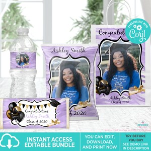 Editable Instant Access/Download Light Purple & White (Colors Cannot Be Changed) Graduation Bundle-GRAD006