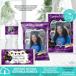 Editable Instant Access/Download Dark Purple (Colors Cannot Be Changed) Graduation Bundle-GRAD014