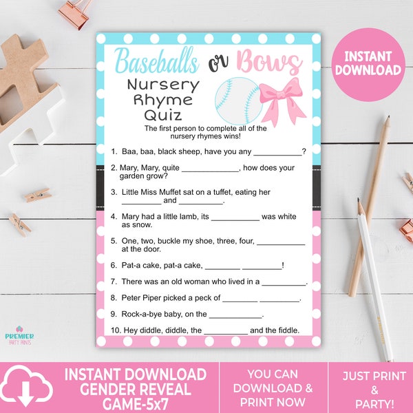 Gender Reveal Quiz Etsy