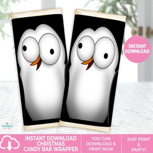 Instant Download Christmas Faces Candy Bar Wrapper_Penguin-CCBW003