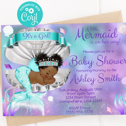 Editable Instant Access/download Mermaid Baby Shower - Etsy
