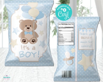 Editable Instant Access/Download Teddy Bear Chip Bag-Baby Shower-BS018