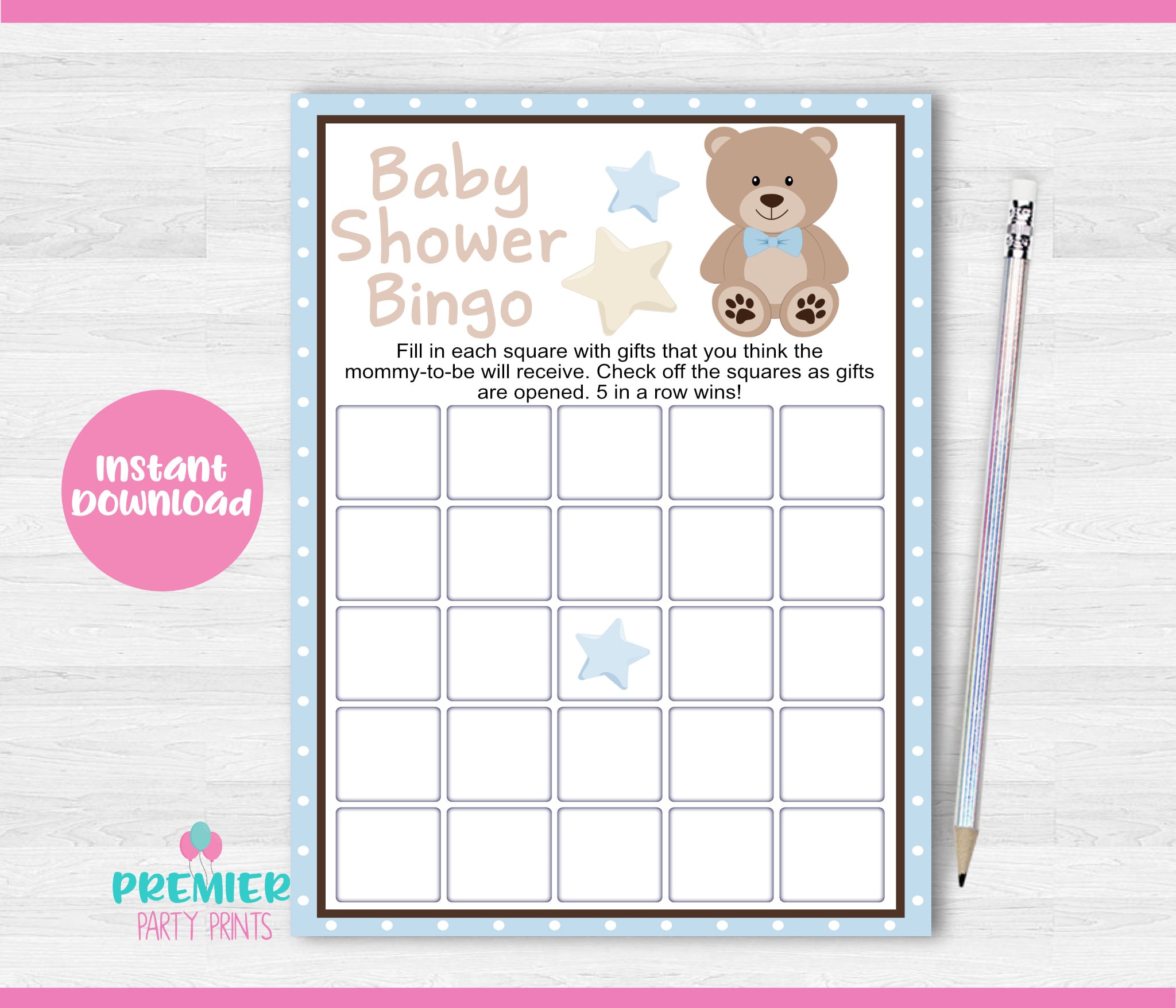 Instant Download Blue Teddy Bear Baby Shower 8 Game Bundle-bs018 - Etsy