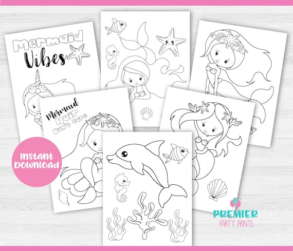 Instant Download Mermaid Coloring Pages-CP 001