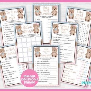 Instant Download Teddy Bear  Gender Reveal Game Bundle-GR003