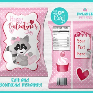 Instant Download Editable Valentine's Day Chip Bag-V001