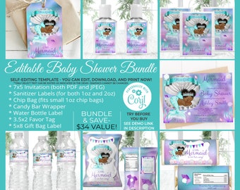 Editable Instant Access/download Mermaid Baby Shower | Etsy
