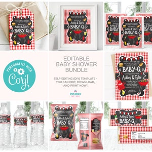 Editable Instant Access/Download BBQ/BabyQ Baby Shower Bundle-BS016