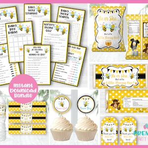 Instant Download (Non-Editable) Baby Bee Gender Reveal Bundle-GR001