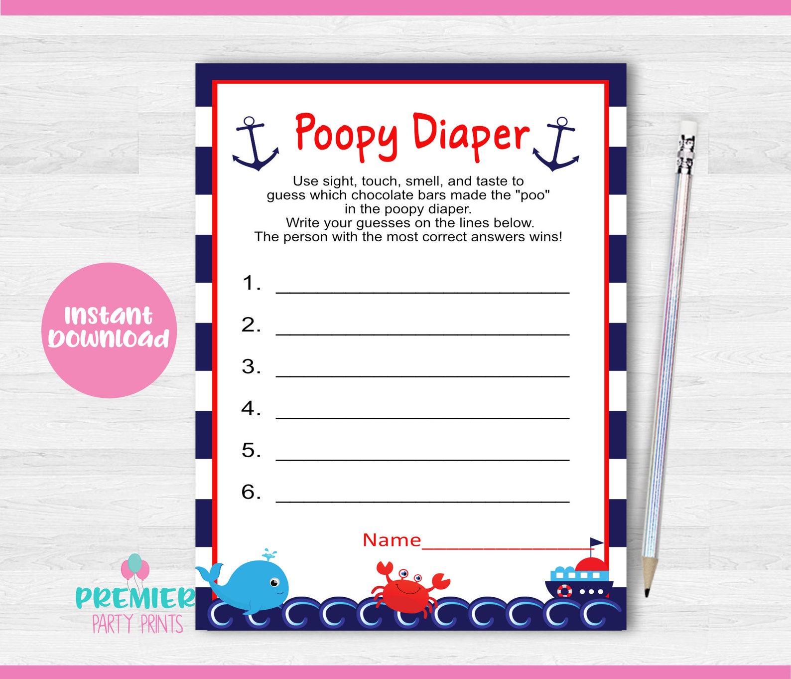 Instant Download Poopy Diaper Baby Shower Game-bs002 - Etsy