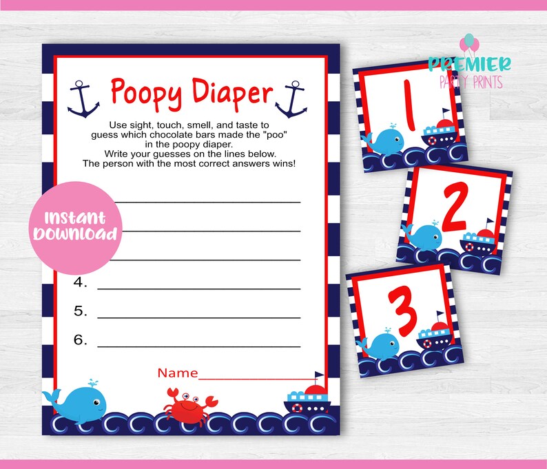Instant Download Poopy Diaper Baby Shower Game-BS002 | Etsy