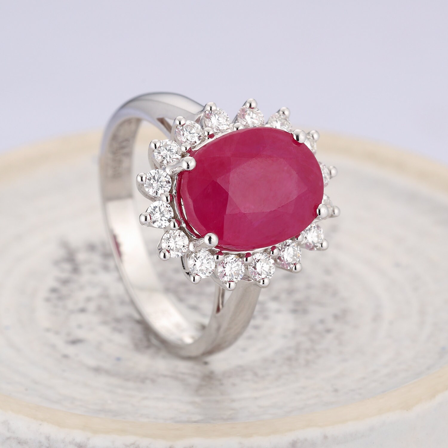 Vintage Engagement Ring Ruby Oval Cut Moissanite Wedding Art - Etsy