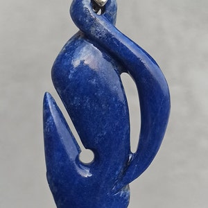 Amazing quality Lapis lazuli (Lajward) twisted hook shape pendant.