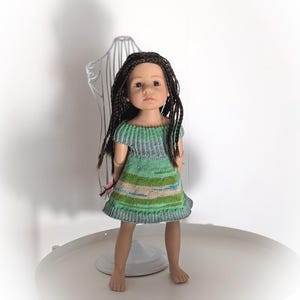 Handknited clothes set for Gotz Little Kidz 36 cm/14 inch, Götz Little Kidz dress, Dollpanties, Gotz doll clothes