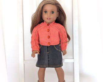 Cárdigan sin costuras hecho a mano para muñecas de 45 cm, suéter reversible 2 en 1 para muñecas American Girl, compatible con American Girl y Our Generation.