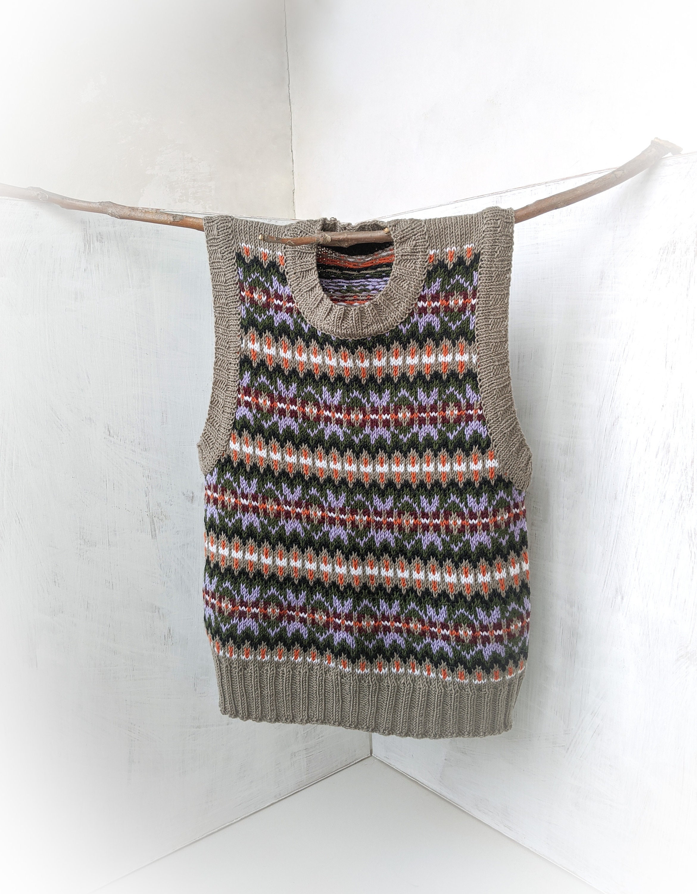 Handknit fair isle vest for women handknit nordic sleeveless | Etsy