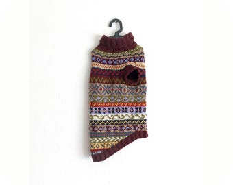Suéter nórdico para perro tejido a mano: chaleco Fair Isle de talla grande