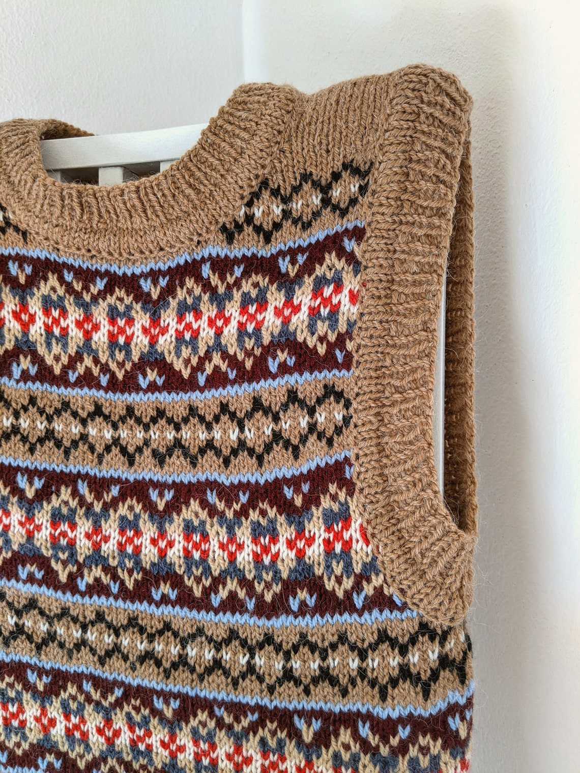 Hand Knitted Nordic Vest Fair Isle Slipover Vest for - Etsy