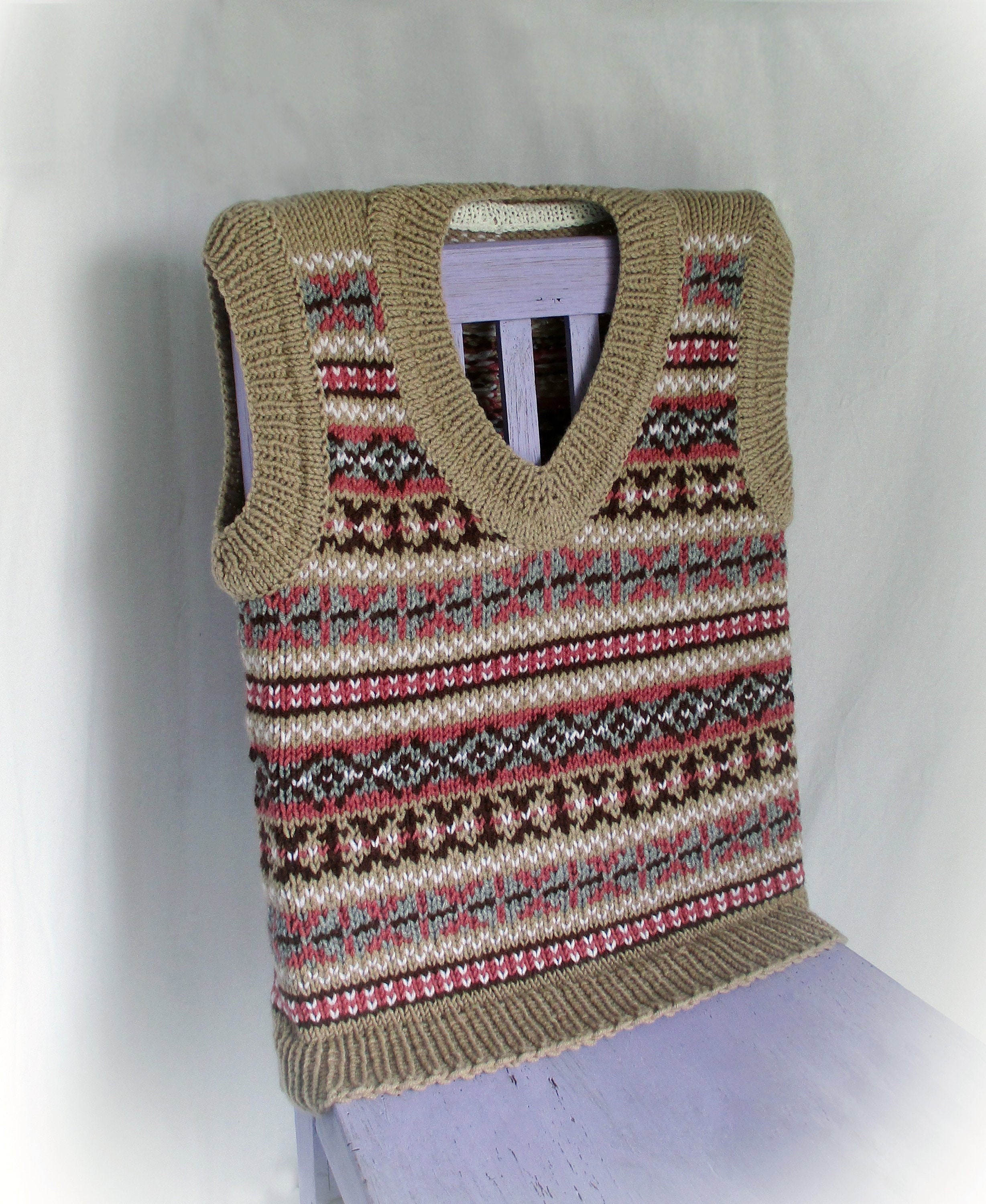 Hand knitted nordic vest Fair Isle Vintage style Vest for men Etsy