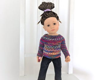 Cárdigan Fair Isle hecho a mano para muñecas Gotz de 14 pulgadas, ropa de punto estilo bohemio, suéter con botones para Gotz Little Kidz de 36 cm