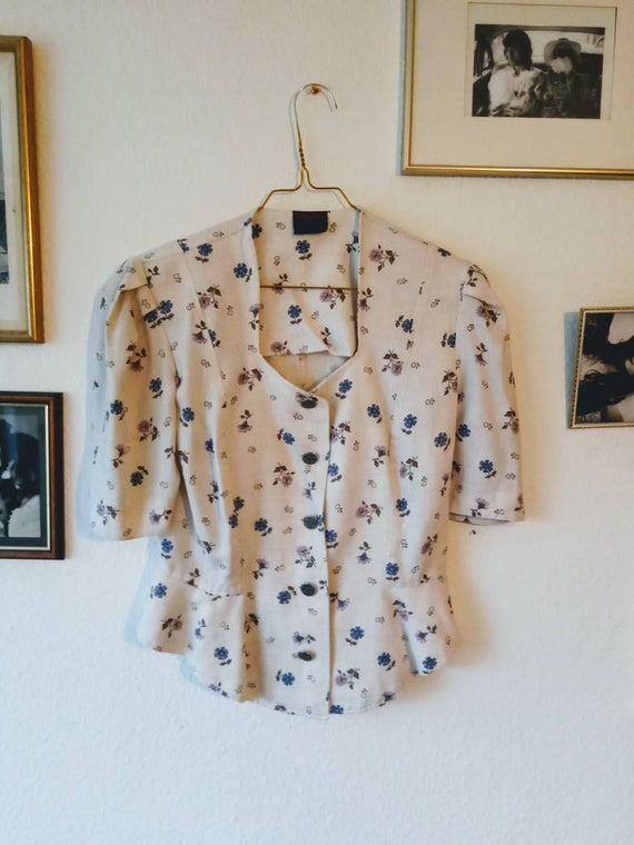 Vintage folklore blouse cornflowers