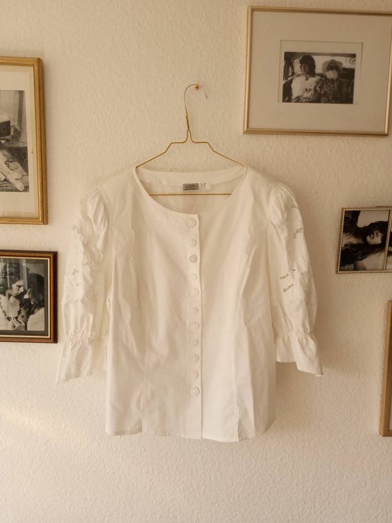Vintage folklore blouse hole embroidery