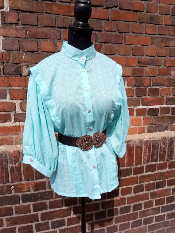 Vintage Blouse Folklore Mint