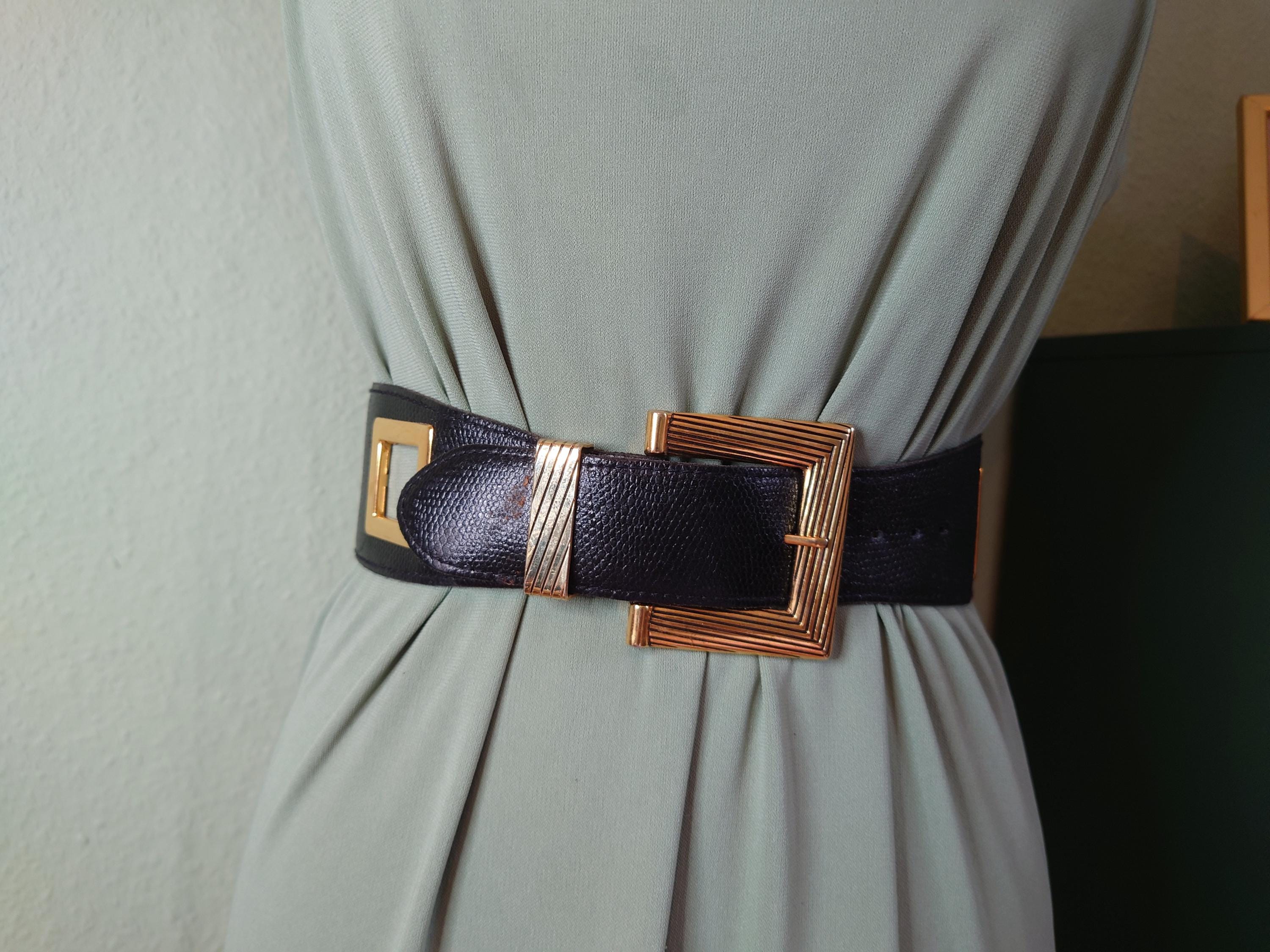 Vintage Waist Belt Snakeskin Look Gold Black - Etsy Australia