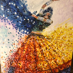 Pakistani/Indian Dancing girl 3 | Original Handmade | Oil on Canvas | Different Sizes Available