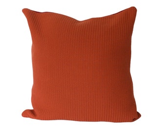 Orange and red wool pillow cover, fits 18"by18" insert, solid different colour on each side