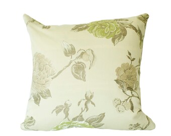 Off white beautiful brown large floral design, one of the kind pillow, classical design