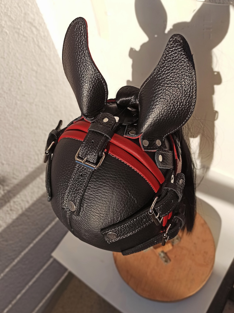 100 Leather Mask, Horse Mask, Handmade, Anatomically Shaped, Blackred