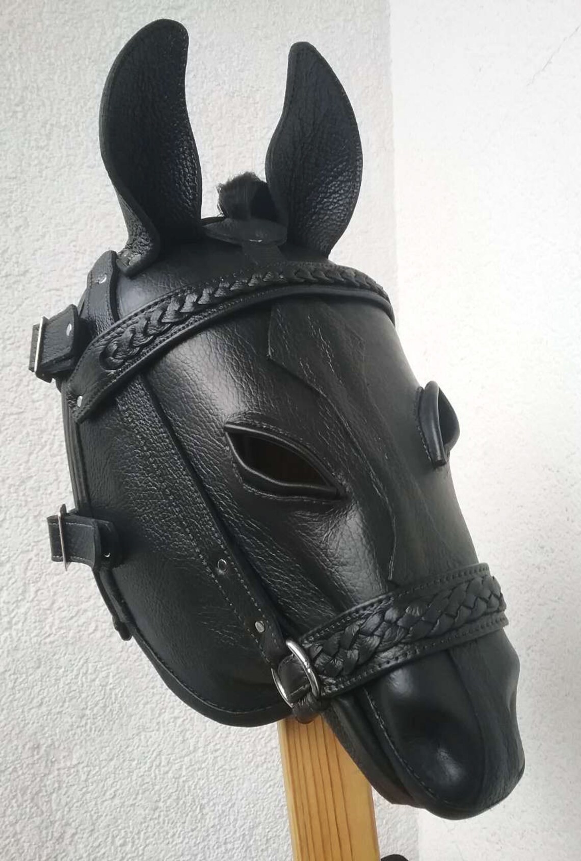 100% Кожаная Маска Маска Лошади Ручной Работы Анатомической Формы ...