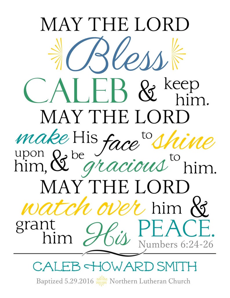 Personalized Scripture Blessing Printable. Baptism, Confirmation, Baby