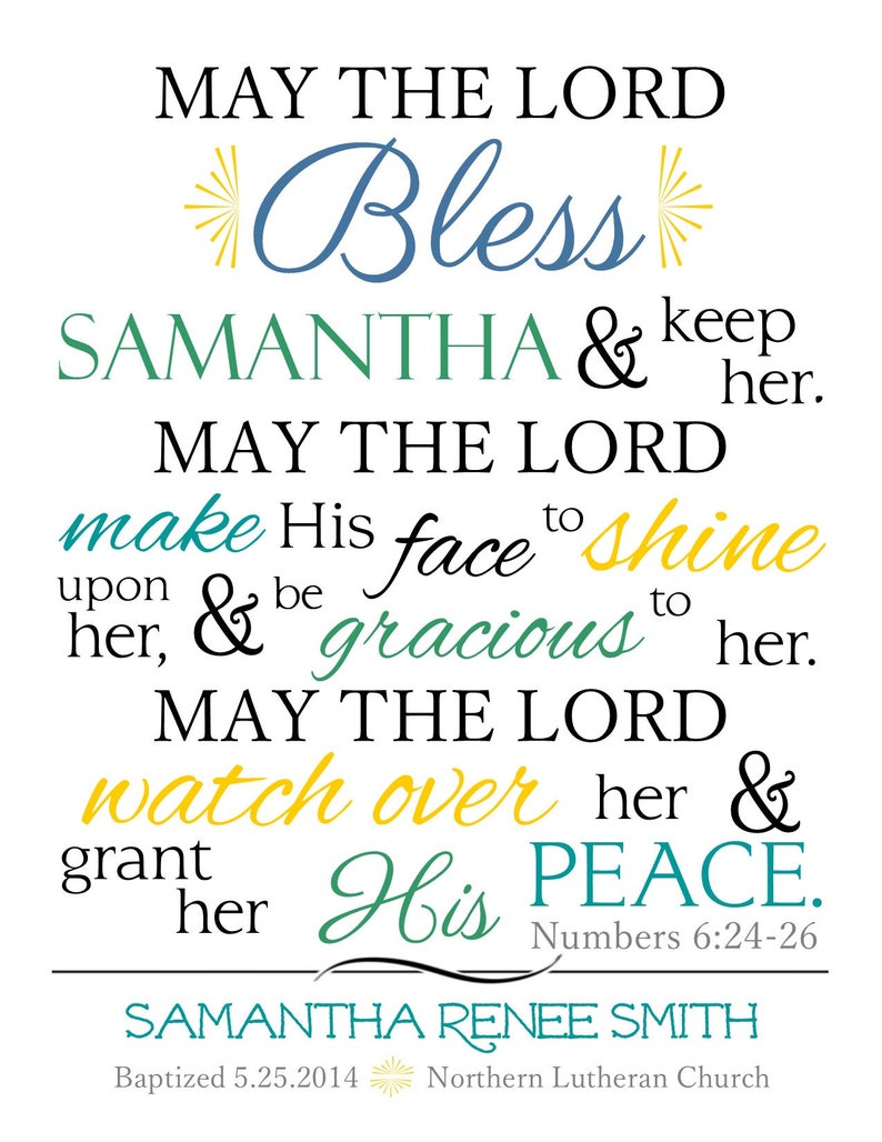 Personalized Scripture Blessing Printable. Baptism, Confirmation, Baby ...
