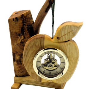 Handcrafted Wood Apple Clock: Eucalyptus, Ash, and Maple