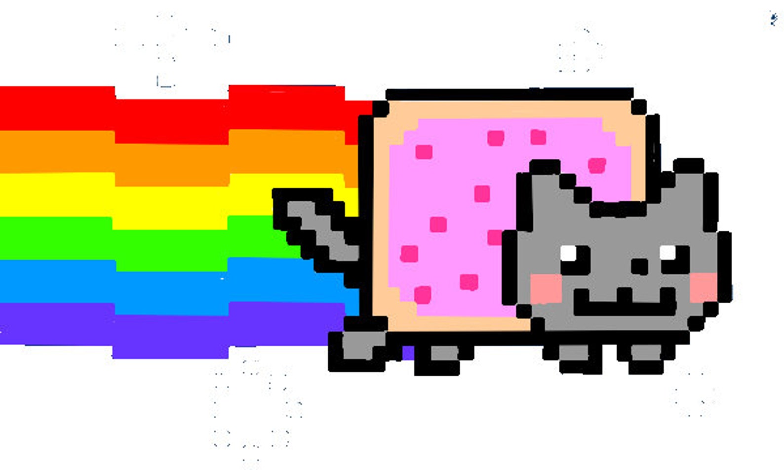 Пиксельная кошка с радугой
