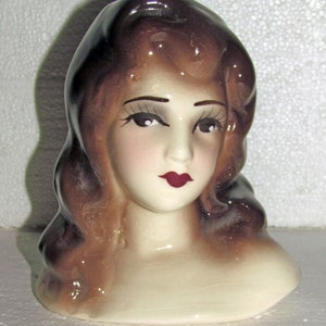 Unique Creations American Handmade 6.5" Plain Glazed Art Deco Lady Bust Head Vase