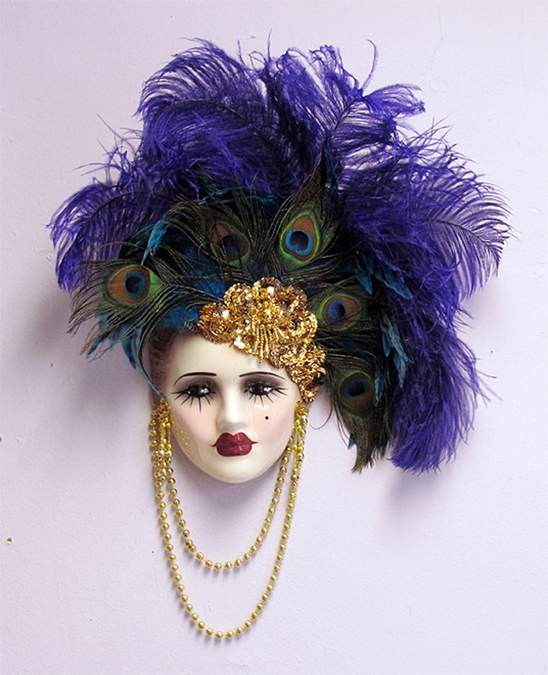 Unique Creations Full Face Lady Face Mask Wall Decor Wall Etsy