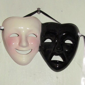 Medium Size Classic Comedy / Tragedy Face Mask Wall Hanging Decor